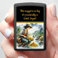 A quiet moment of gold panning by a serene river zippo lighter