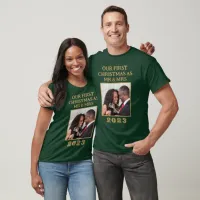 Mr & Mrs First Christmas Green And Gold Photo T-Shirt