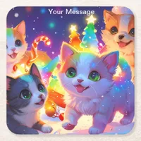 Enchanted Christmas Glow Square Paper Coaster