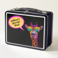 Neon Giraffe Digital Print Funny Personalized Metal Lunch Box