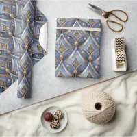 Blue Gold Christmas Pattern#15 ID1009 Wrapping Paper