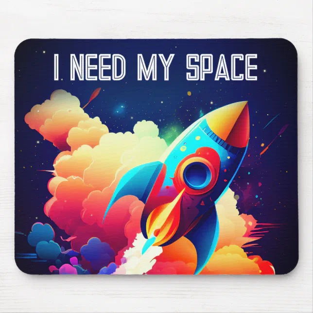 Rocket Flying in Space Mouse Pad