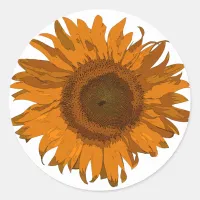 Cheerful Orange Pop Art Sunflower Classic Round Sticker