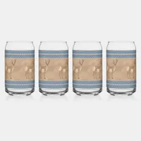 Southwest Pronghorn Antelopes Geometric Border Can Glass