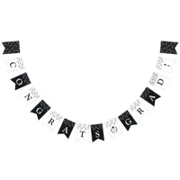 Custom Black & White Laurel Wreath Graduation Bunting Flags