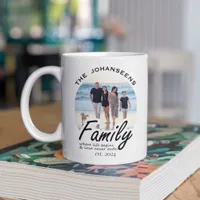 Modern Family Photo Life & Love Quote Script Name Coffee Mug