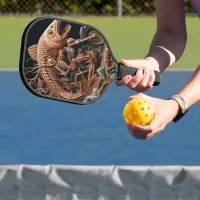 skeleton rode his chopper bike down trail pickleball paddle