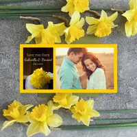 Rustic Daffodils Barn Wood Wedding Save the Date