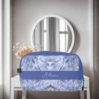 Elegant ice blue mosaic, modern custom dopp kit