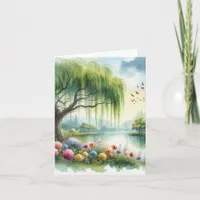 Serene Watercolor Landscape Blank Note Card