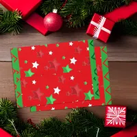 Green Red Christmas Shiny Stars And Zigzag Stripes Envelope