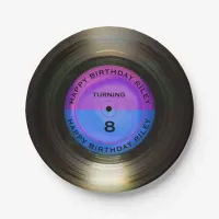 Personalized Retro Vinyl Record Birthday Party   Paper Plates
