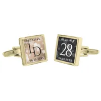 Elegant 28th Linen Wedding Anniversary Celebration Cufflinks