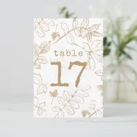 Golden Leaf Pattern Wedding Table Numbers ID655