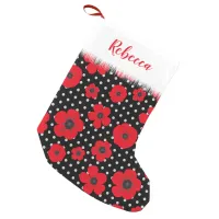 Red Poppy and Polka Dot Personalised Small Christmas Stocking