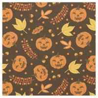 Cute Orange and Brown Fall Pumpkins Patterned Fabric