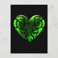 Goth St. Patrick's Day Green Heart Postcard