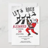 Let's Rock N Roll Santa Reindeer Rockin' Birthday Invitation