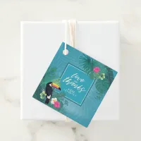 Watercolor Tropical w/Toucan Wedding Teal ID577 Favor Tags