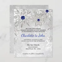 Budget Royal Blue Snowflakes Wedding invitation