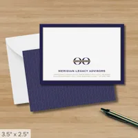 Navy Blue Business Note Card with Logo