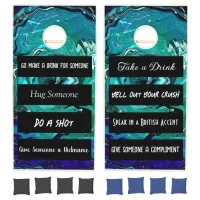 Black and Blue Fluid Art | Funny Rules Cornhole Set