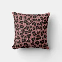 *~* Rose Gold Glitter Black Leopard Animal Pattern Throw Pillow