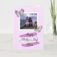 Purple Butterfly Mother Daughter Photo Mothers Day Card