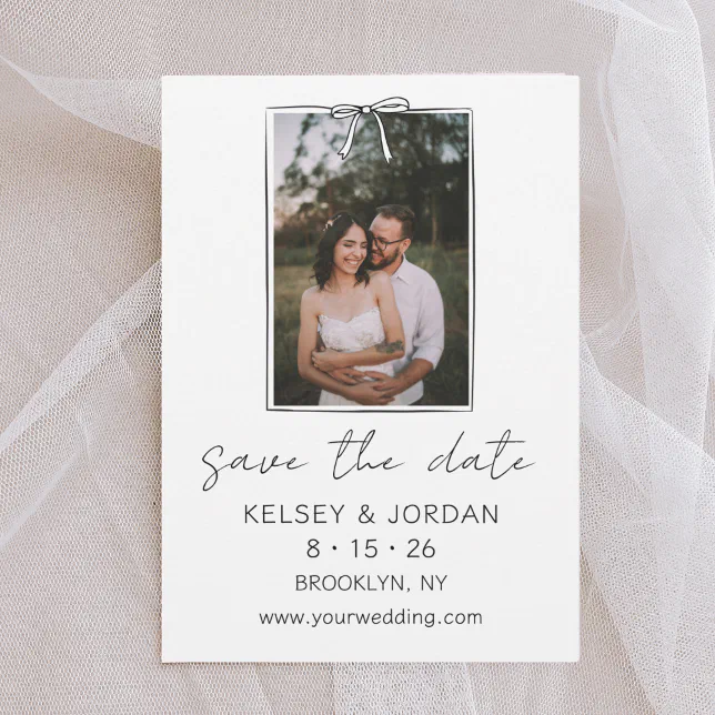 Timeless Simple Modern Bow Handwritten Whimsical Save The Date