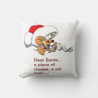 Funny Dear Santa Mouse with Christmas List, ZSSPG Throw Pillow