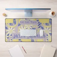 Personalized Live Love Teach Watercolor Lemon Desk Mat