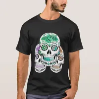 Colorful Spooky Sugar Skulls Halloween T-Shirt