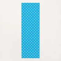 White Polka Dots on Blue Yoga Mat