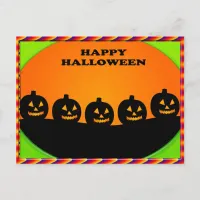 Festive Halloween Jack o' Lantern Silhouettes Postcard