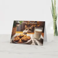 Cute Tabby Cat Reaching for Cookies Christmas Card