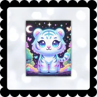 Cute Kids Holographic White Tiger | Fleece Blanket