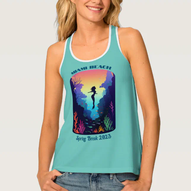 Miami Beach Spring Break Mermaid Reef Tank Top