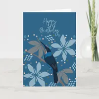 Abstract Floral Botanical Bird Birthday Card