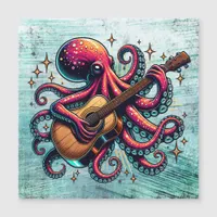 Funny Cartoon Octopus Playing Guitar