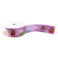 Cupcakes and red and purple Sprinkles Satin Ribbon