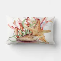 Beautiful Sea Print Shell Lumbar Throw Pillow