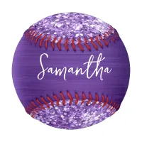 Glittery Purple Amethyst Glam Name Baseball