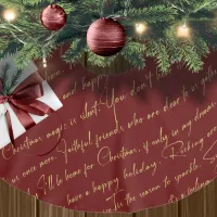 Red Gold Christmas Typography Pattern #36 ID1009 Brushed Polyester Tree Skirt