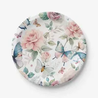 Butterflies and Roses Paper Plate