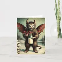 Adorable Christmas Horror Kitty Fairy  Card