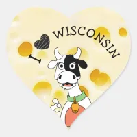 I Love Wisconsin Swiss Cheese and Cow Stickers