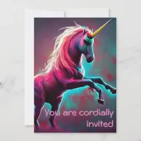 Dark Rainbow Gothic Unicorn You are invited Invitation