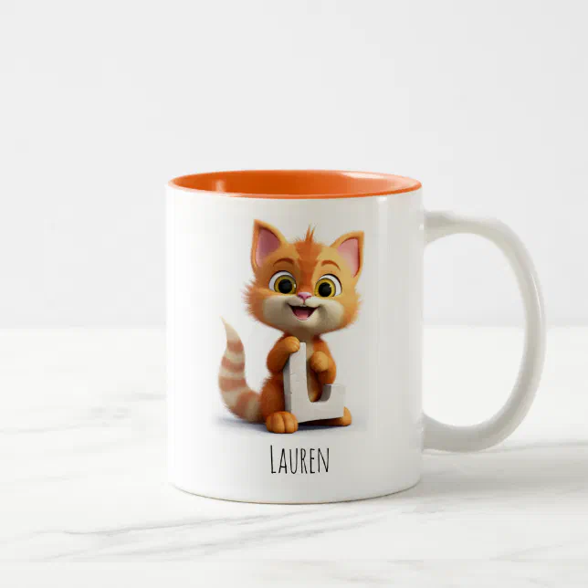 Letter L Cat Alphabet Monogram Coffee Mug