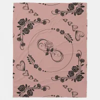 Simple Black Hearts, Floral, Infinity on Plum | Fleece Blanket