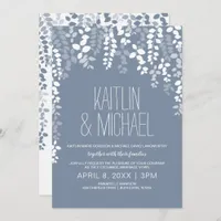 Rustic Floral Wedding Invitation (Dusty Blue)